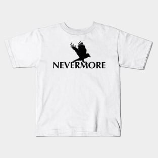 Raven lands on the lettering Nevermore Kids T-Shirt